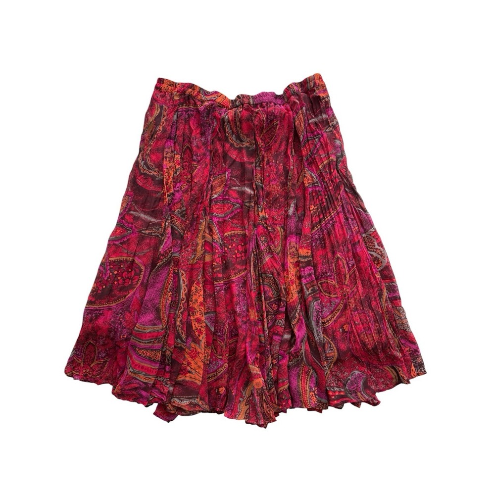 Vintage 90s Paisley Midi Skirt Womens Large Petite Colorful Resortwear Summer